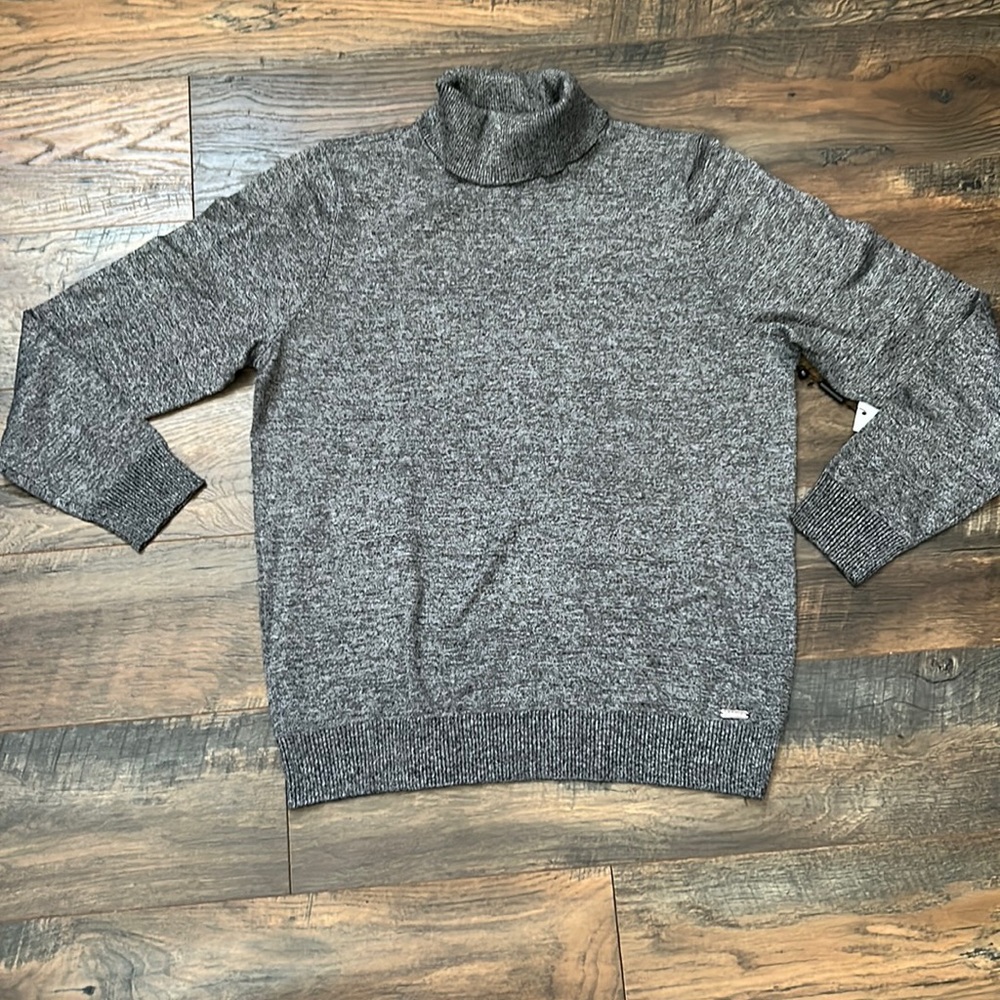 NWT Calvin Klein Gray Marled Ribbed Turtleneck Long Sleeve Sweater Size 0X